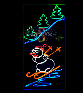 Светодиодная консоль "Снеговик на лыжах", 200х100 см