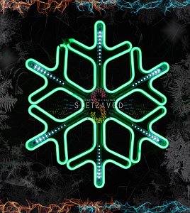 Светодиодная Снежинка, 60см, зеленая, неон, с эффектом тающих сосулек, 220В, IP65