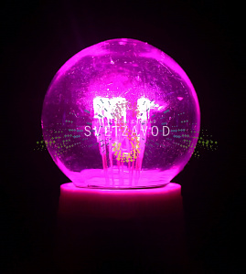 Декоративная лампа, Е27, 6 LED, 1Вт, Ø45мм, розовая, эффект лампы накаливания, Neon-Night