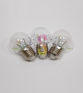 Декоративная лампа, Е27, 6 LED, 0,7Вт, Ø45 мм, теплая белая, эффект лампы накаливания, диммируемая