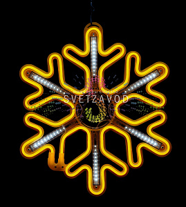 Светодиодная Снежинка, 40см, желтая, неон, с эффектом тающих сосулек, 220В, IP65