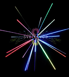 Световой мини-фейерверк "Шар", Ø1,4м, мульти, 24В, 25 лучей, ДУ