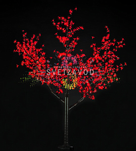 Светодиодное дерево Сакура, 1,9 м, Ø1,5 м, красное, 24B, 864LED, IP65