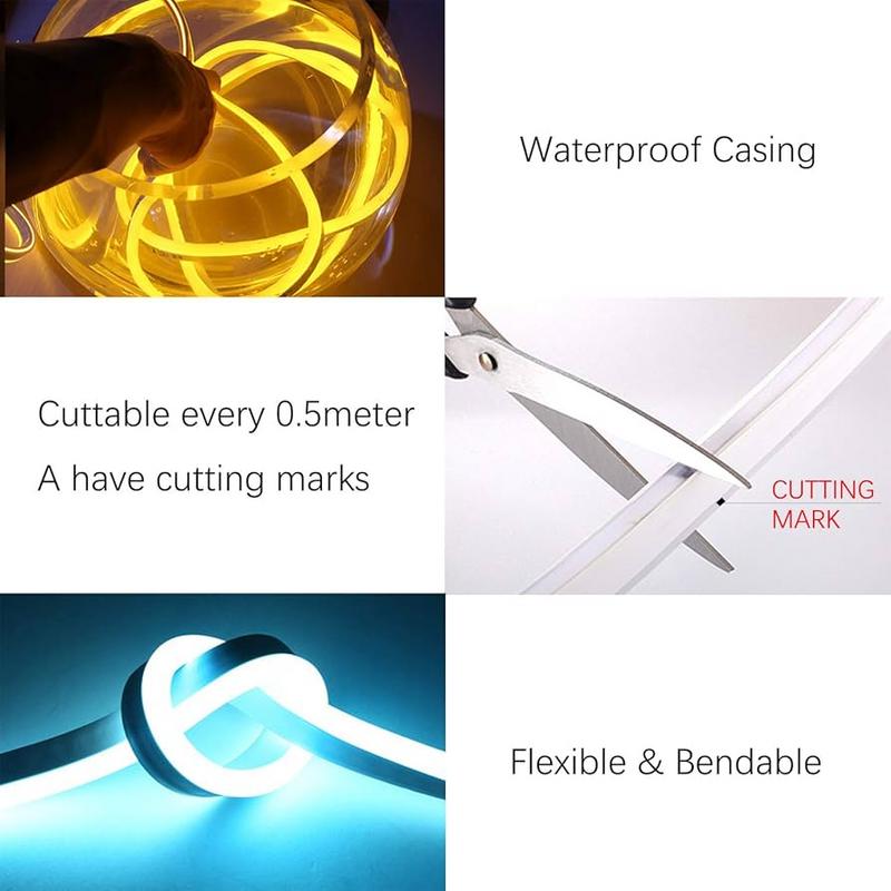 Набор аксессуаров для гибкого неона: коннекторы, заглушки, термоусадка, силиконовый герметик и инструменты для резки и соединения светодиодного неона