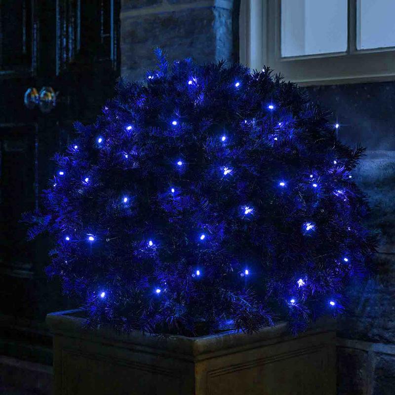 Синяя светодиодная гирлянда на солнечной батарее для энергоэффективного украшения уличной елки