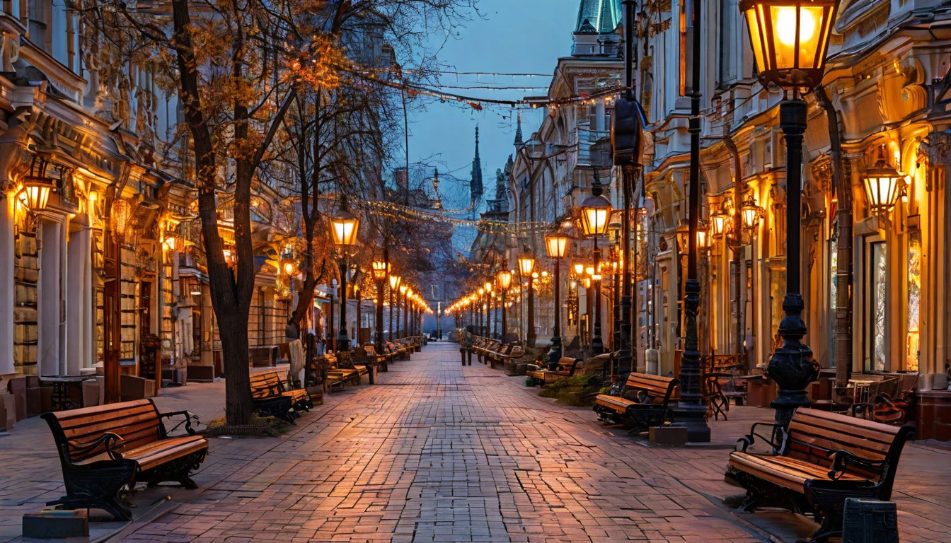 Декоративные малые архитектурные формы и освещение на старом Арбате