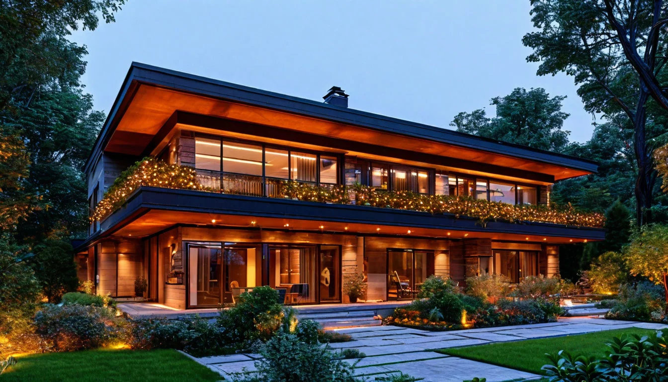 Энергоэффективный монтаж светодиодных гирлянд на фасаде частного дома