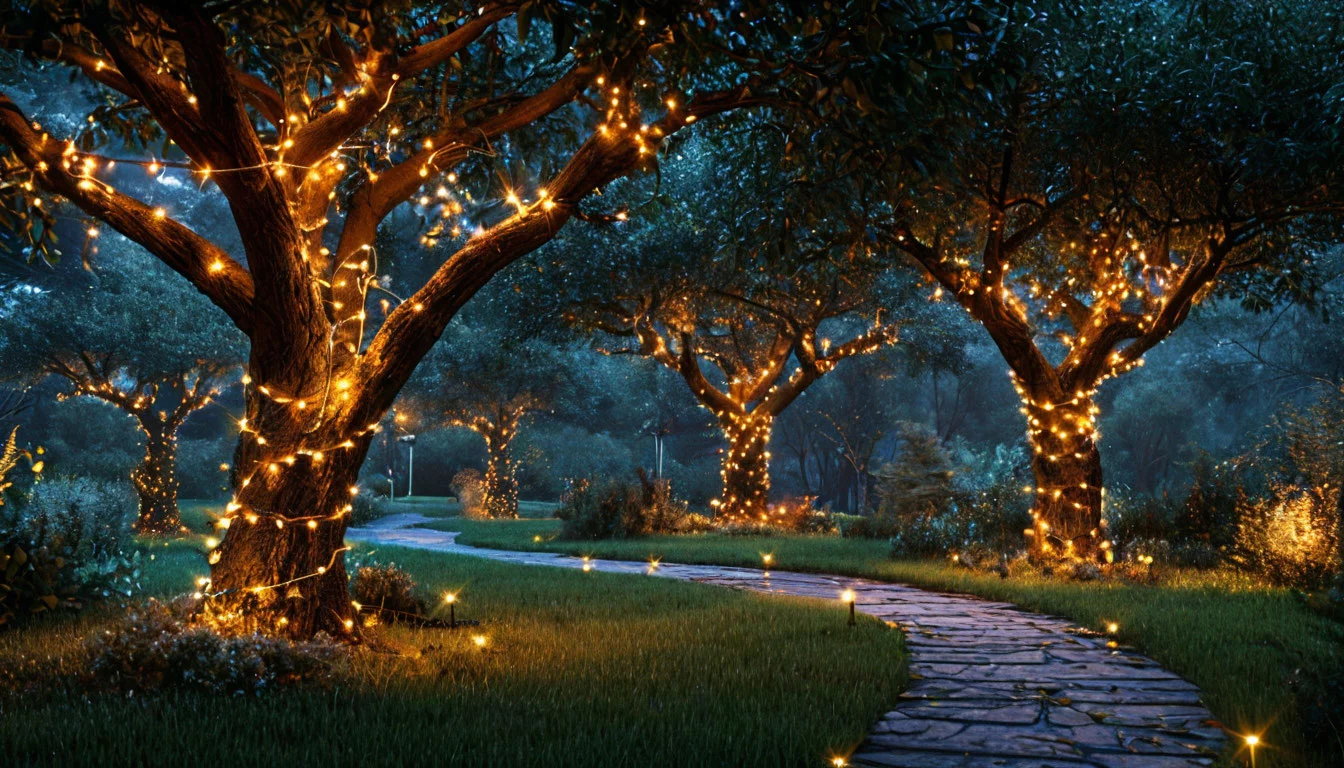 Подсветка деревьев: сравнение прожекторов и гирлянд
