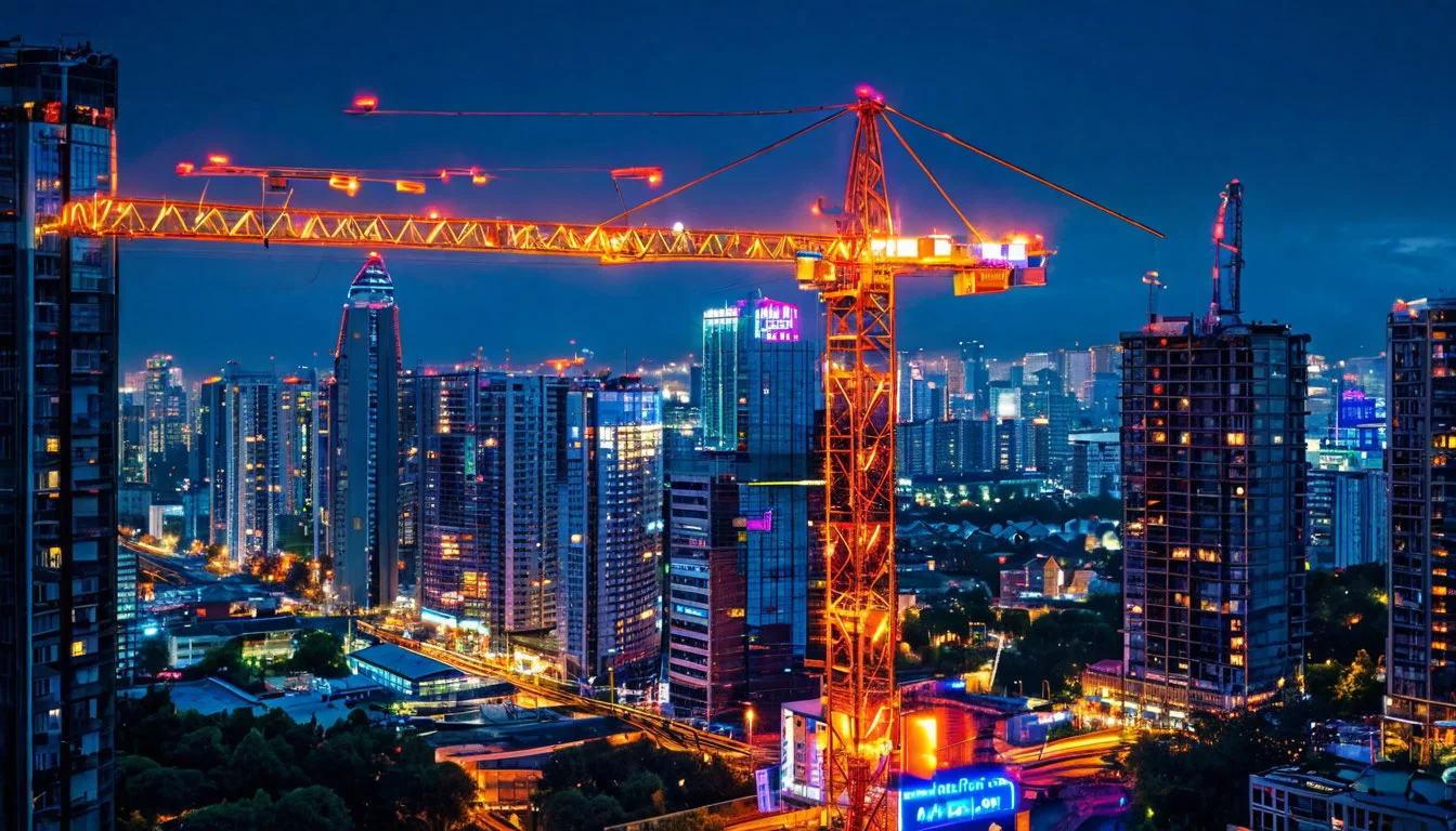 Освещение башенных кранов: использование неона и дюралайта в маркетинге и безопасности Освещение башенных кранов: использование неона и дюралайта в маркетинге и безопасности