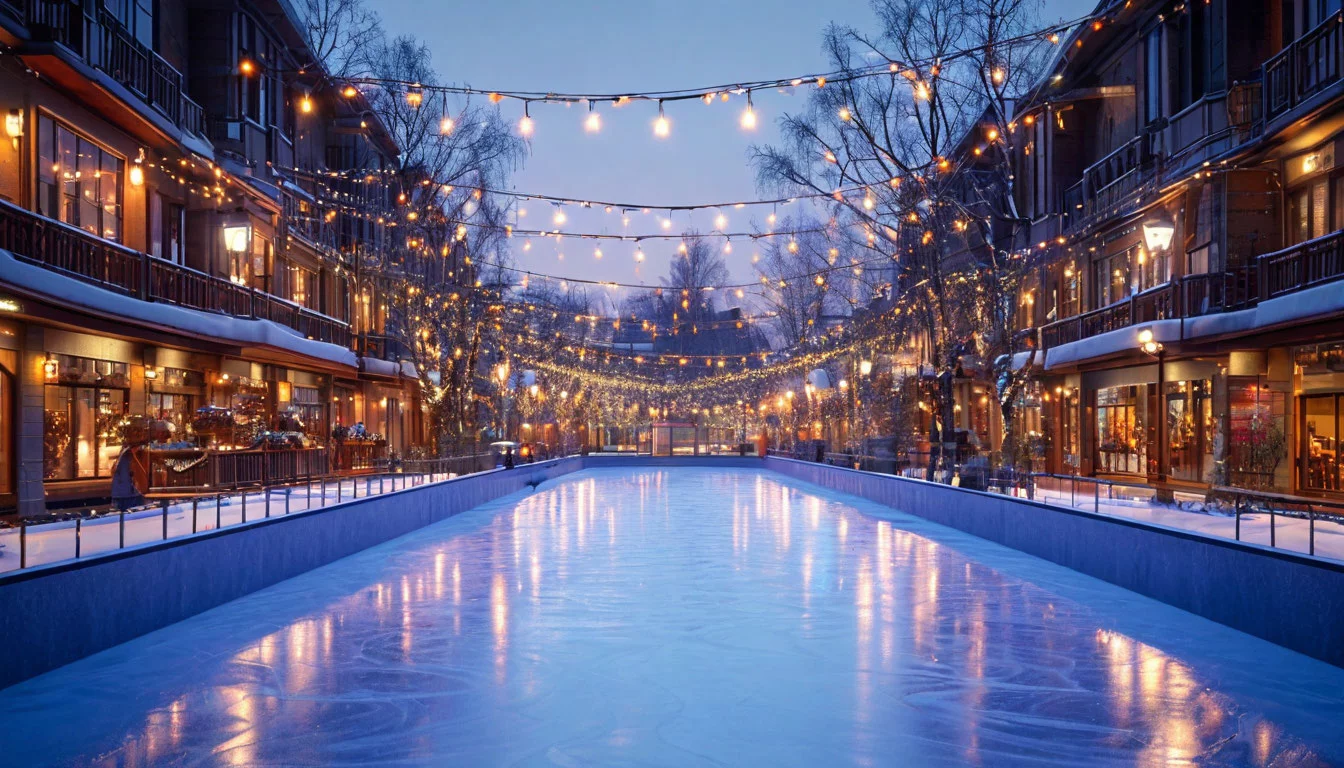 Сравнение освещения ледового катка: светодиодные бахромы и фасадные архитектурные светильники