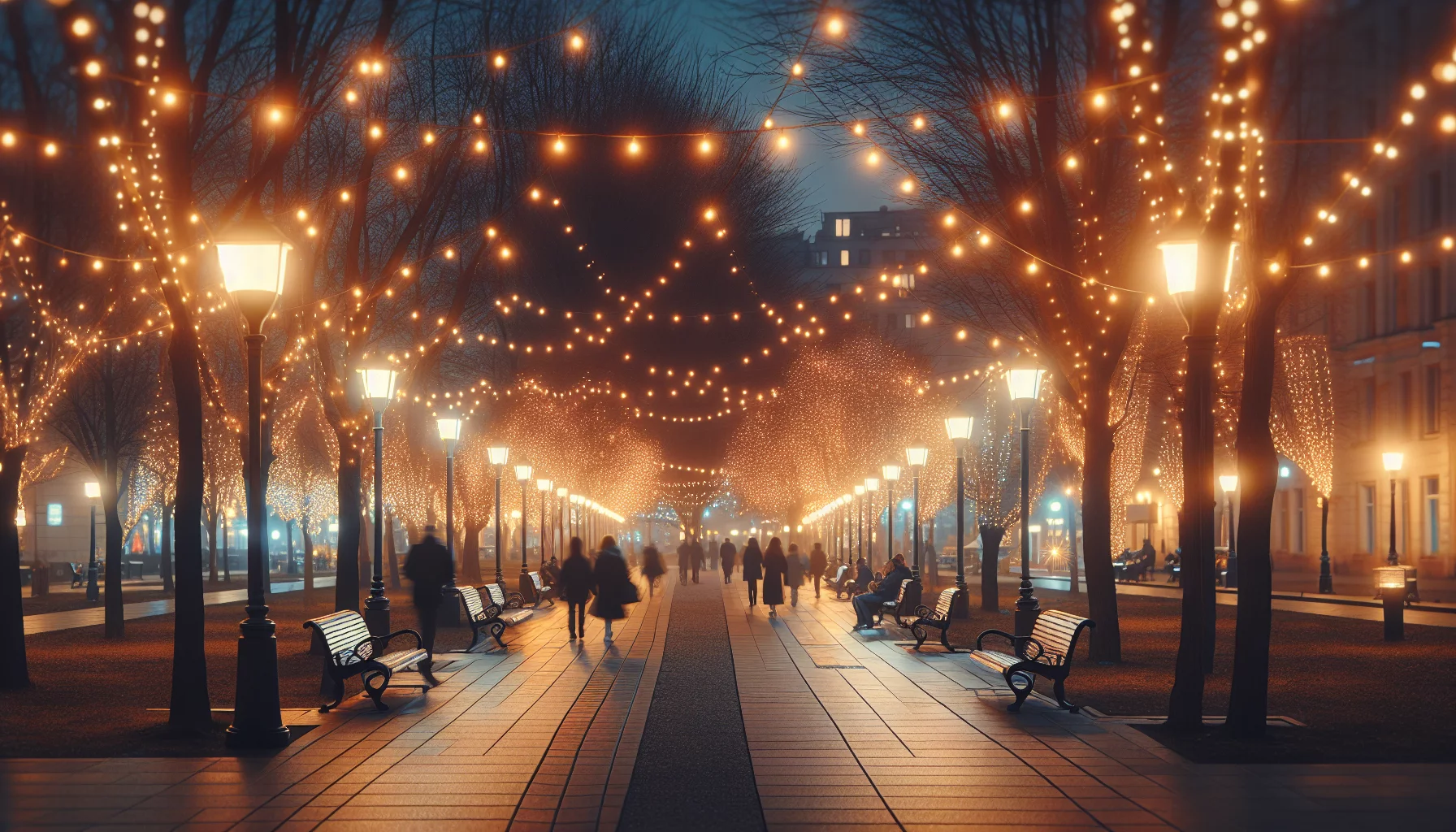 Декоративное освещение парков и площадок: энергоэффективный дюралайт, гирлянды и световые занавесы