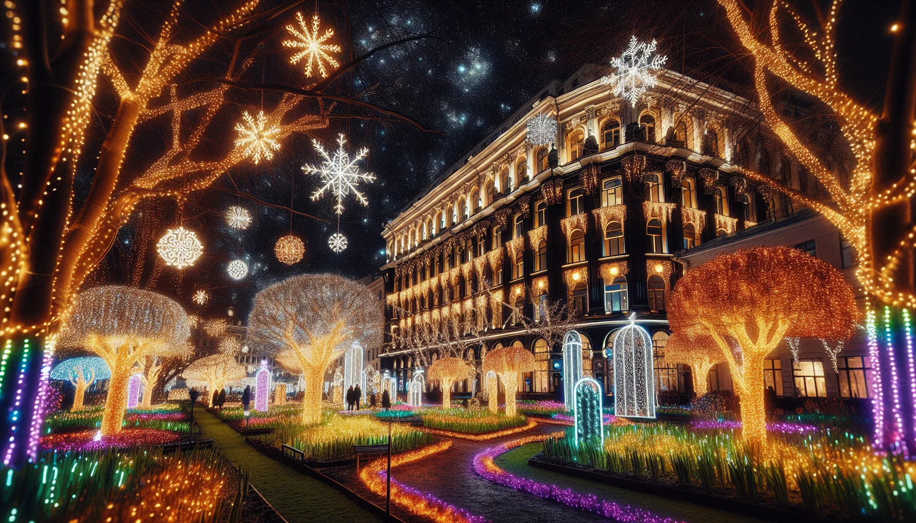 10 идей новогоднего освещения гирляндами, неоном и световыми занавесами 10 идей новогоднего освещения гирляндами, неоном и световыми занавесами