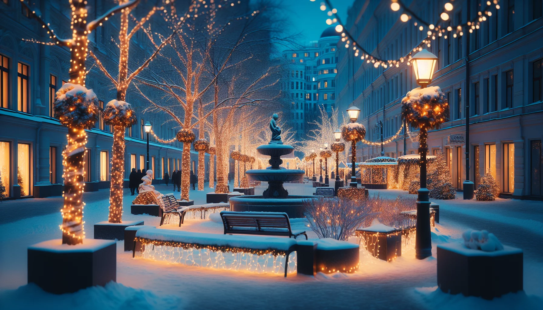 Интерактивное световое оформление городского парка: гирлянды, дюралайт, световые занавесы