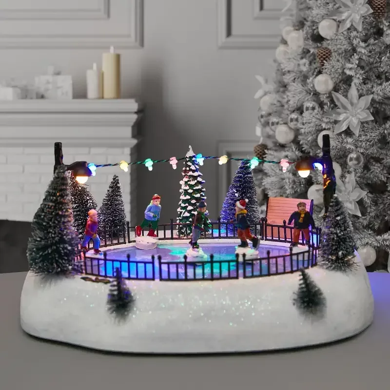 Интерактивная светодиодная композиция с детьми на катке для создания динамичного освещения