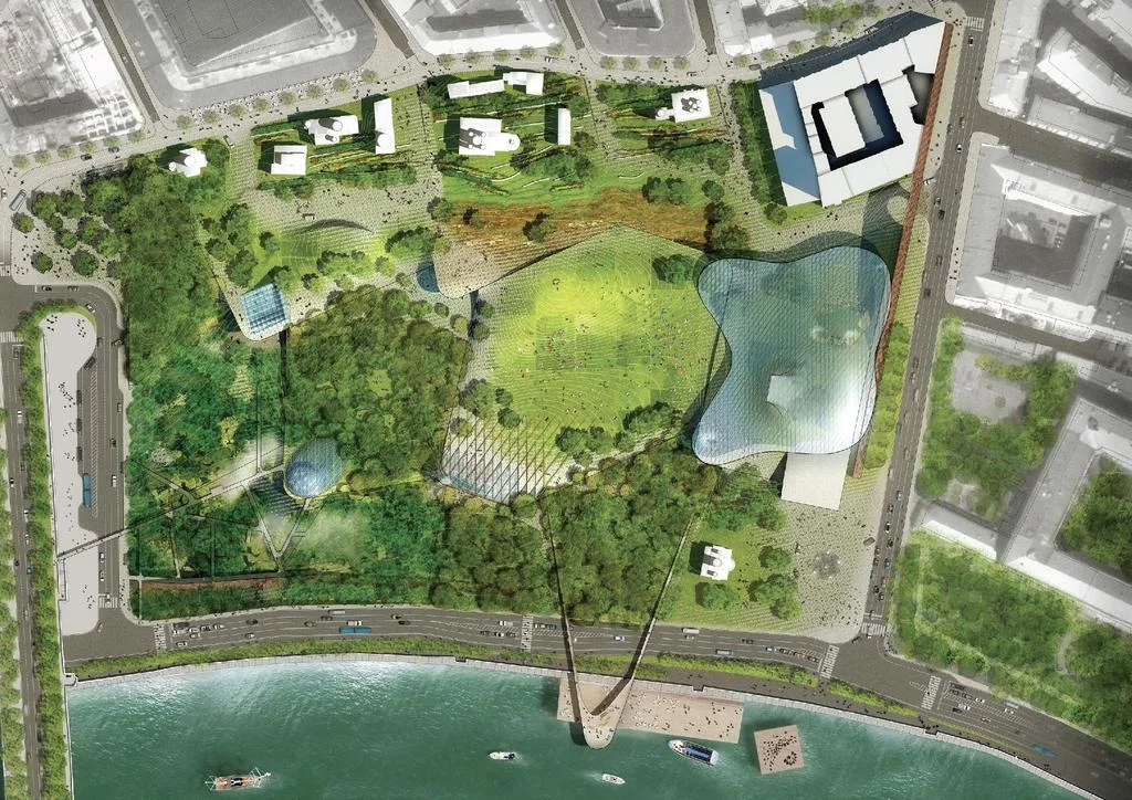 Архитектурная концепция парка Зарядье от Diller Scofidio+Renfro с интеграцией исторических элементов и современных технологий