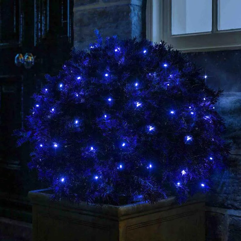 Синяя светодиодная гирлянда на солнечной батарее для энергоэффективного украшения уличной елки