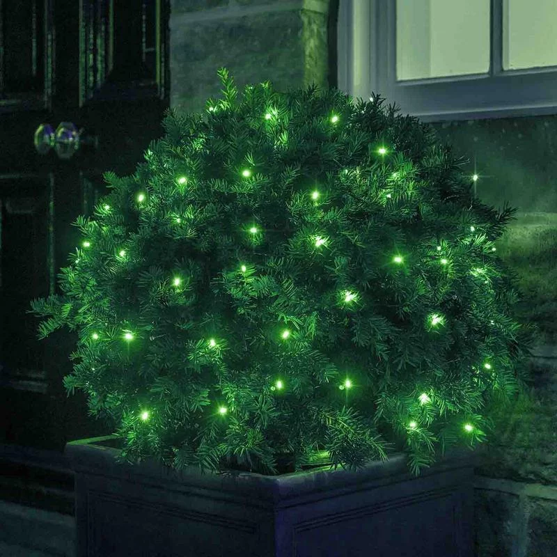 Экологичная гирлянда на солнечной батарее для украшения уличной елки в зеленом цвете