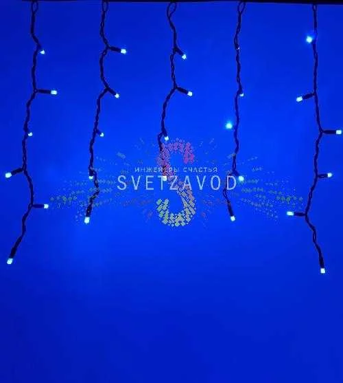 Светодиодная бахрома Айсикл, 4,8х0,6м, мерцающая, 220В, синяя, черный каучук, IP65, без блока 