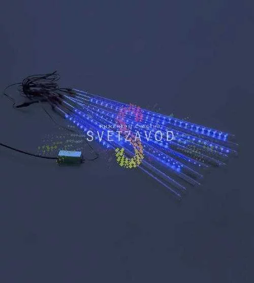 Гирлянда Тающие сосульки, синяя, 10х50см, шлейф 4,5м, 12В, 540LED, IP65, с блоком питания