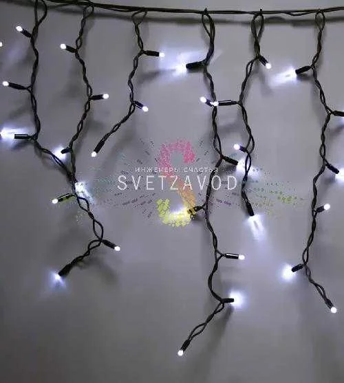 Светодиодная бахрома Айсикл, 3х0,7м, фиксинг, 220В, белая, черный ПВХ, IP65 Светодиодная бахрома Айсикл, 3х0,7м, фиксинг, 220В, белая, черный ПВХ, IP65