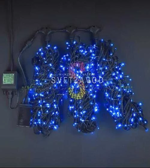 Клип Лайт Спайдер, 24В, 3 нити по 20м, синий, чейзинг, черный ПВХ, IP54, Rich Led