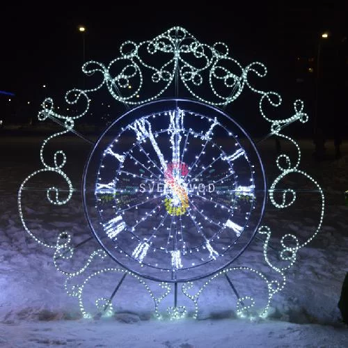 Светодиодная фигура "Часы", 250 см, белая, синяя