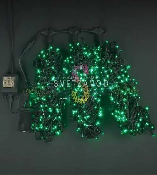 Клип Лайт Спайдер, 24В, 3 нити по 20м, зеленый, мерцающий, WF, черный ПВХ, IP54, Rich Led