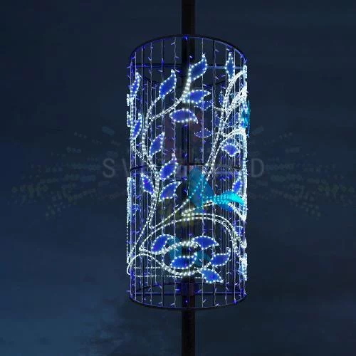 Светодиодная консоль "Ветки 3D", 150х70x70 см, белый, синий