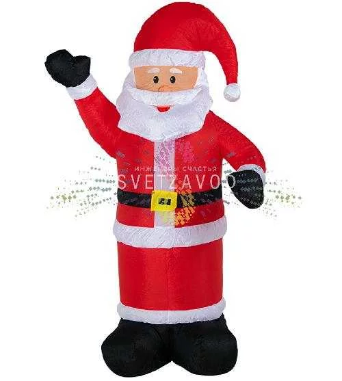 Надувная фигура 3D Дед Мороз приветствует, 180 см, 12В, с компрессором и адаптером, Neon-Night