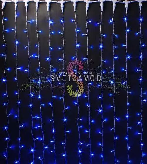 Светодиодный дождь Водопад, 3х2м, синий, чейзинг, прозрачный ПВХ, 24В, IP54, Rich Led
