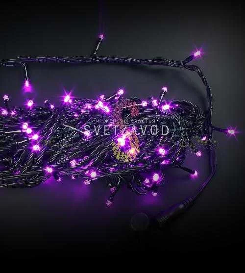 Гирлянда-нить Твинкл Лайт, 220В, чейзинг, розовая, 20м, черный ПВХ, IP54, Rich Led