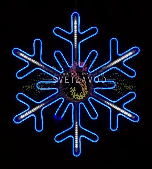 Светодиодная Снежинка, 80см, синяя, неон, с эффектом тающих сосулек, 220В, IP65