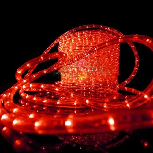 Светодиодный дюралайт, Ø 13мм, 24В, 2W, 36 led/м, фиксинг, красный, шаг 1м, 50м