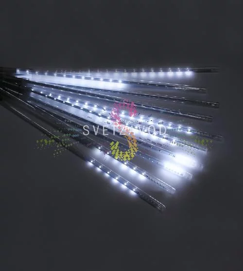 Гирлянда Тающие сосульки, белая, 10х50см, шлейф 10м, черный ПВХ, 24В, 720LED, IP65, без блока пит. Гирлянда Тающие сосульки, белая, 10х50см, шлейф 10м, черный ПВХ, 24В, 720LED, IP65, без блока пит.