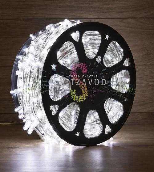 Клип Лайт 12В, мерцающий, WF, белый, 665 LED, 100м, прозрачный ПВХ, IP65, Neon-Night