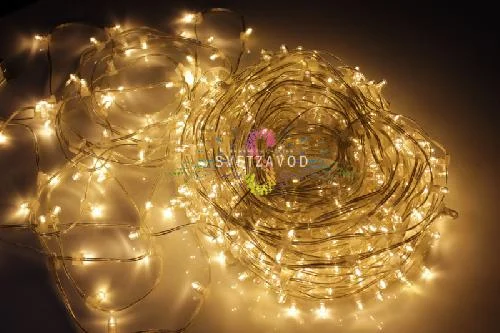 Клип Лайт 12В, мерцающий, WWF, теплый белый, 667LED, 100м, прозрачный ПВХ, с защитным колпачком,IP64
