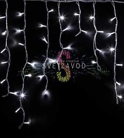 Бахрома Айсикл, 5,6х0,9м, мерцающая, 220В, белая, белый каучук, IP67, Neon-Night