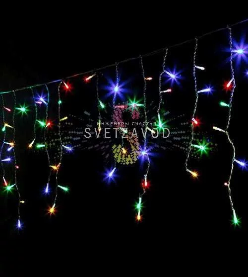 Светодиодная бахрома Айсикл, 3х0,5м, фиксинг, 220В, мульти, черный ПВХ, IP54, Rich Led