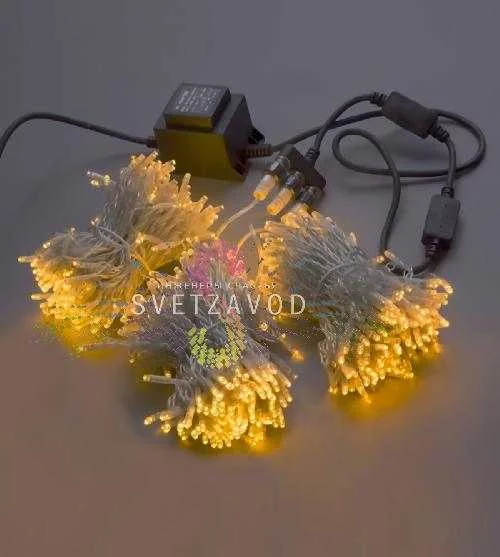 Клип Лайт Спайдер, 24В, 3 нити по 20м, желтый, мерцающий, YF, прозрачный ПВХ, IP54