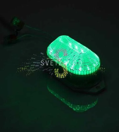 Строб-лампа светодиодная, зеленая, 21 LED, 220В, накладная