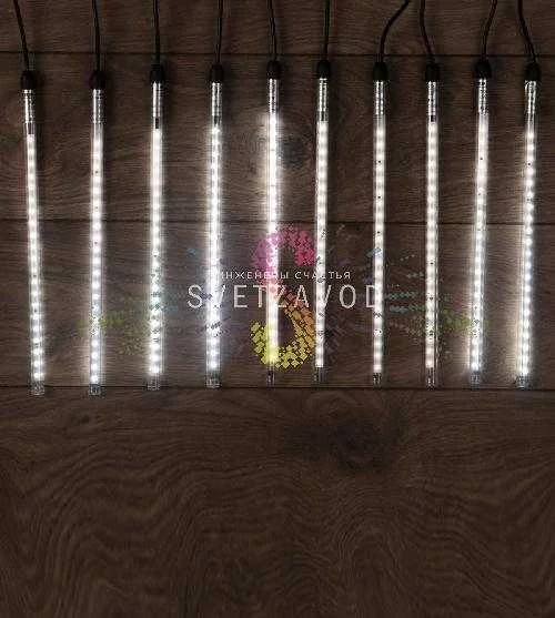 Гирлянда Тающие сосульки, белая, 10х30см, шлейф 10м, 24В, 420LED, IP65, с блоком, Neon-Night