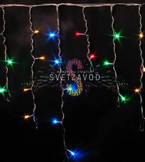 Светодиодная бахрома Айсикл, 3х0,5м, фиксинг, 220В, мульти, прозрачный ПВХ, IP54, Rich Led