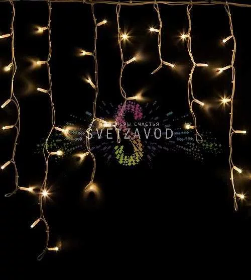 Бахрома Айсикл, 5,6х0,9м, мерцающая, 220В, теплая белая, белый каучук, IP67, Neon-Night