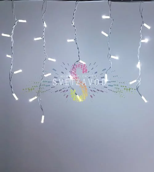 Светодиодная бахрома Айсикл, 4,8х0,6м, фиксинг, 220В, белая, белый каучук, IP65, без блока