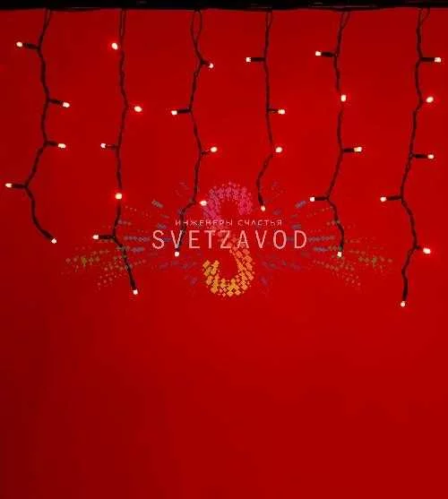 Светодиодная бахрома Айсикл, 4,8х0,6м, фиксинг, 220В, красная, черный каучук, IP65, без блока