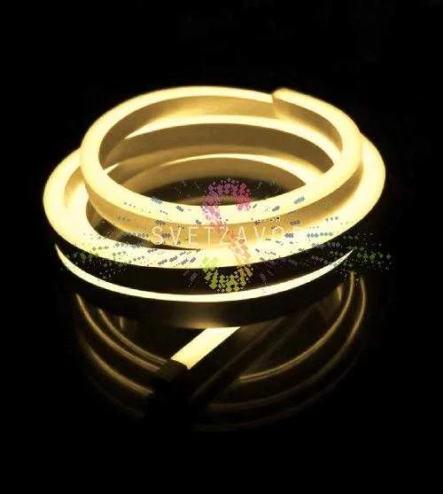 Светодиодный гибкий неон, теплый белый, 8х16мм, 120SMD2835, 220В, IP65, 50м, Rich Led