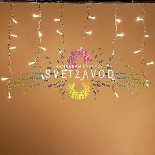 Светодиодная бахрома Айсикл, 4,8х0,6м, мерцающая, 220В, теплая белая, белая каучук, IP65, без блока
