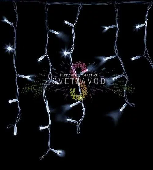 Бахрома Айсикл, 4,8х0,6м, мерцающая, 220В, белая, белый каучук, IP65, с шнуром