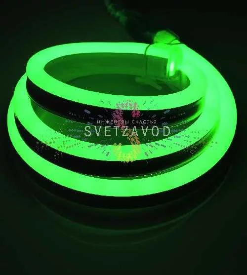 Светодиодный гибкий неон, зеленый, 8х18мм, 120SMD2835, 24В, IP65, 50м