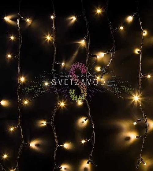 Светодиодная бахрома Айсикл, 6х1,5м, фиксинг, 220В, теплая белая, черный каучук, IP67, Neon-Night